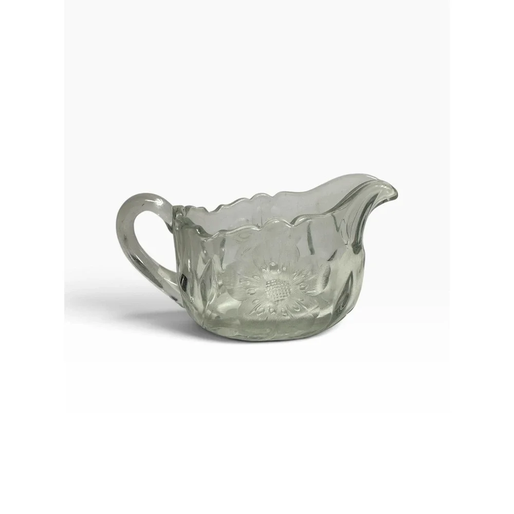 Scalloped Pressed Glass Creamer Pitcher 3x4